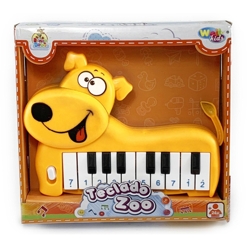 Piano com alça Baby Musical com Sons de Bichos e Jogos Amarelo