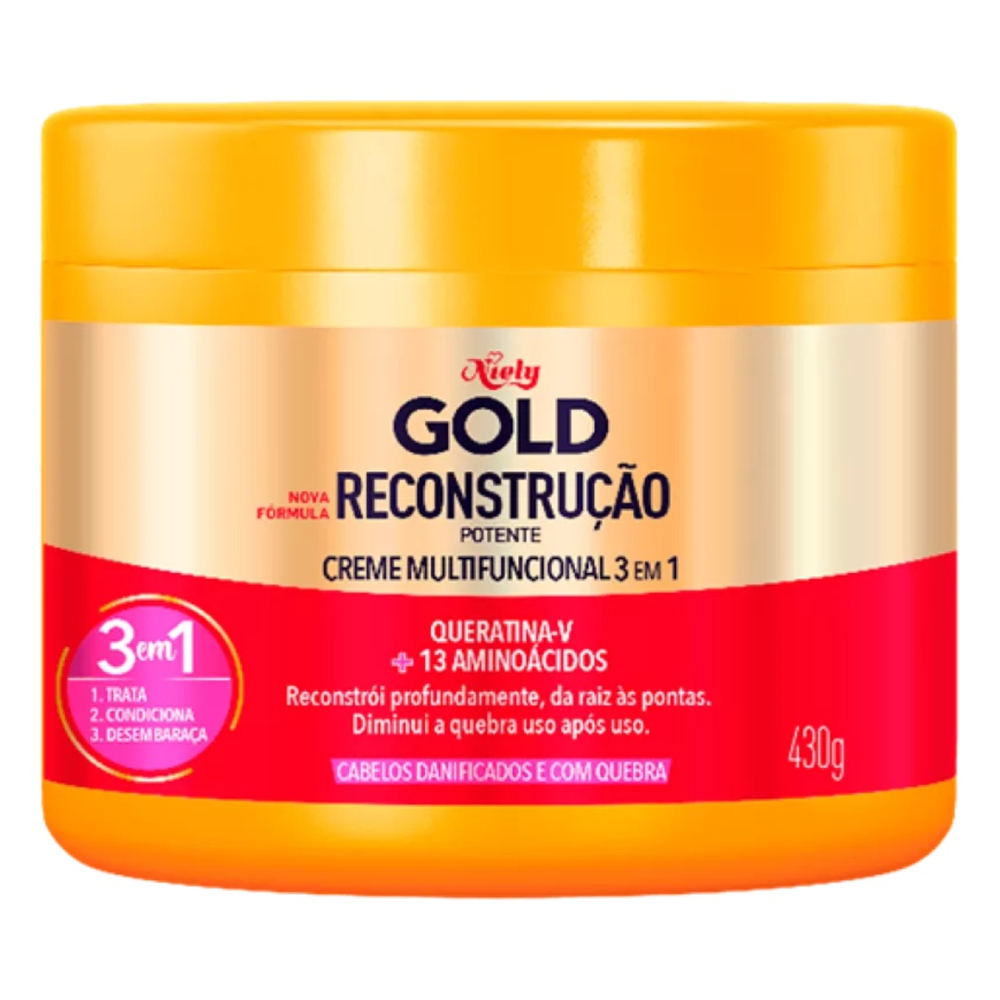 Creme Multifuncional 3 em 1 Niely Gold Reconstrução Potente Queratina-V ...