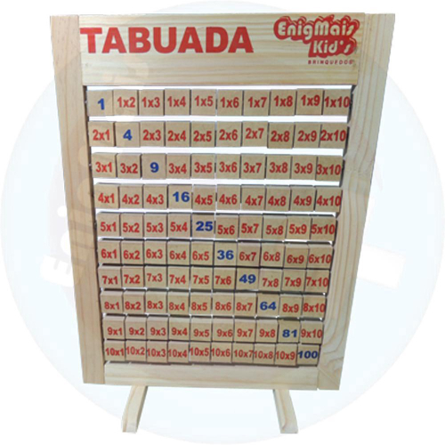 Banner Tabuada Multiplicação 1m X 63cm Lona Com Madeira