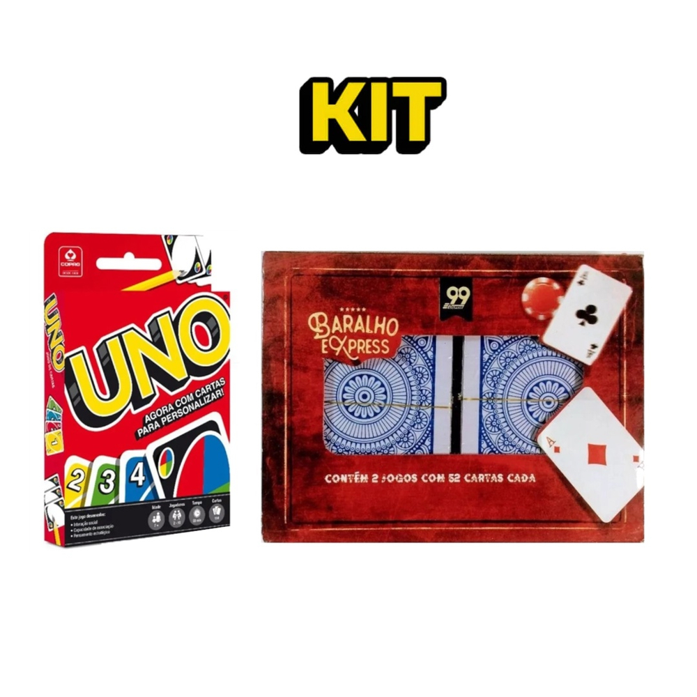 Kit Jogo Uno 114 Cartas e Baralho Duplo 104 Cartas Diversão na Americanas  Empresas