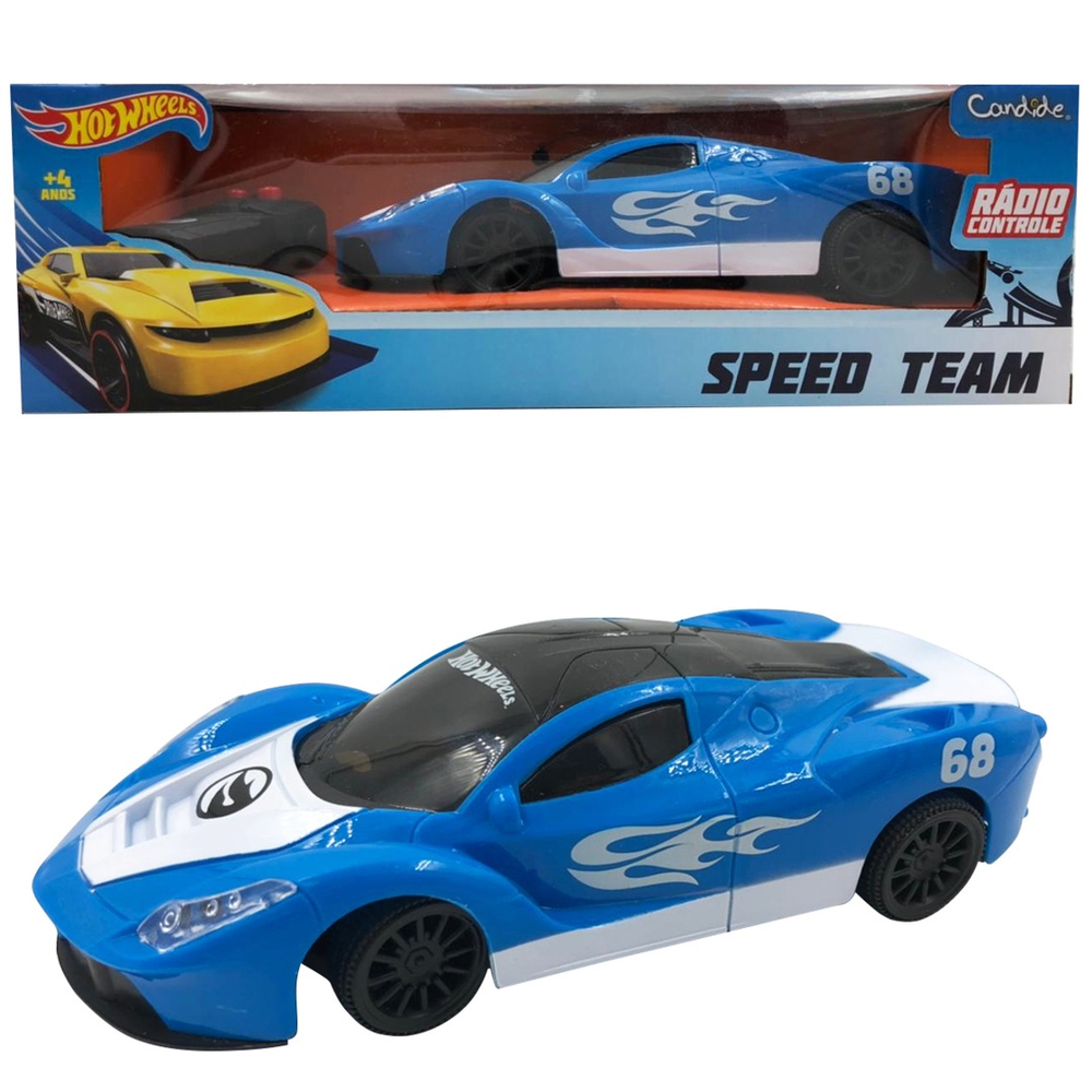 Carro Controle Remoto 3 Funções Hot Wheels Azul - Candide