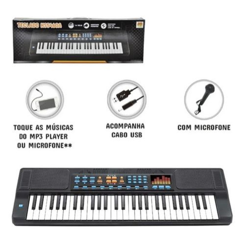 Teclado Musical Infantil Iniciantes c/ 54 Teclas + Microfone em