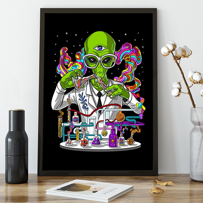 Quadro decorativo Alien Pizza Extraterrestre Desenho para sala quarto em  Promoção na Americanas