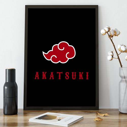 Quadro decorativo Poster Nuvem Vermelha Akatsuki Naruto Arte para sala  quarto