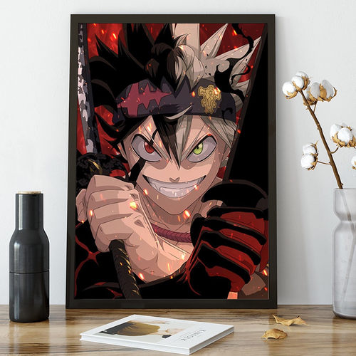 Quadro Anime Black Clover - A4 C/ Moldura E Vidro - elQuadro