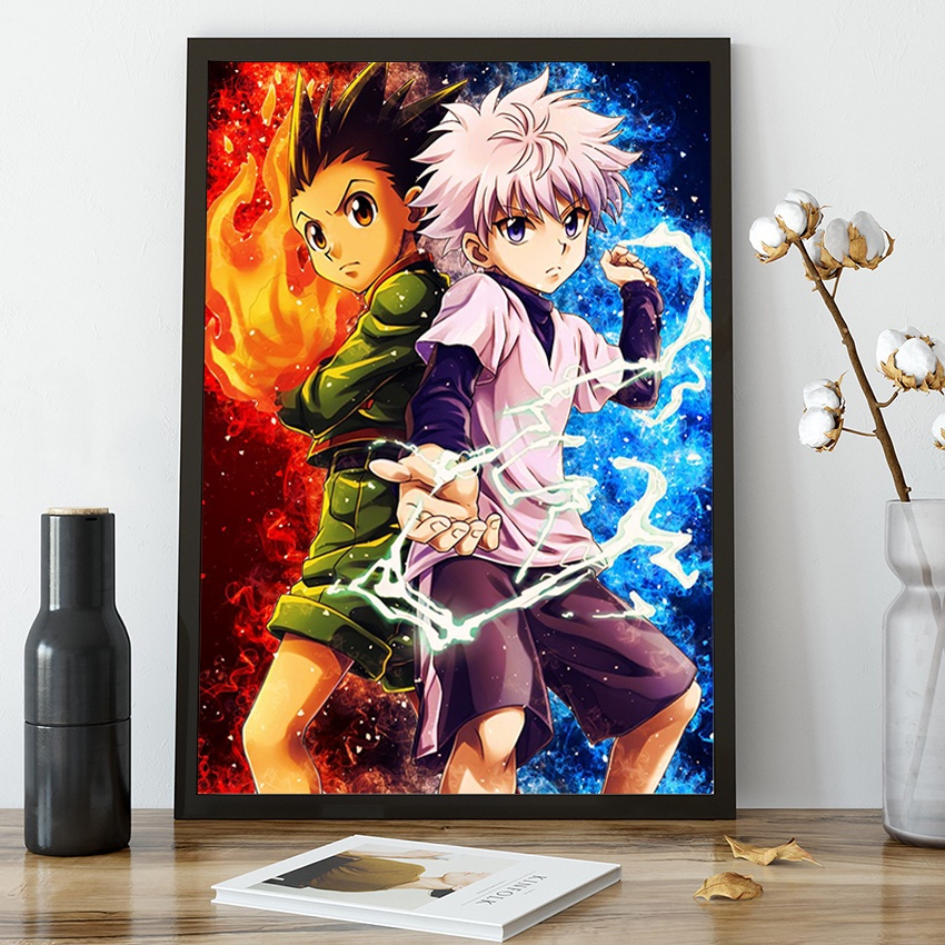 Quadro Hunter X Hunter Anime Gon Killua Pôster C/ Moldura A3