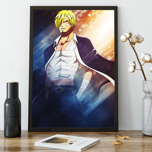 Quadro decorativo Sanji One Piece Desenho Anime Arte para sala quarto