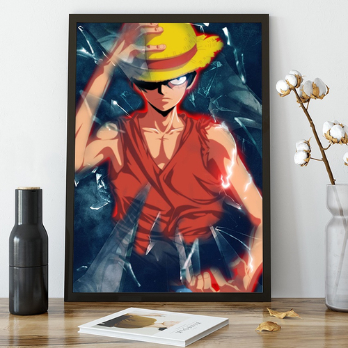 Quadro decorativo Poster Luffy Anime One Piece Desenho Arte com o