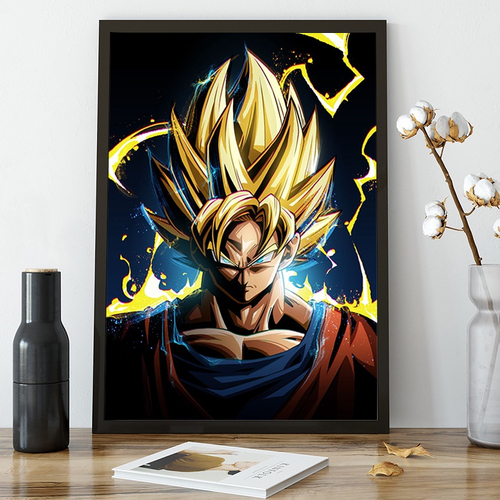 Quadro Dragon Ball goku super sayajin 5 Peças Para Sala