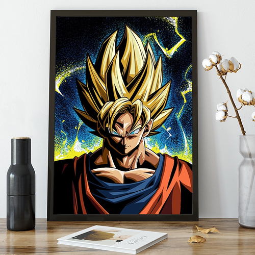 Quadro decorativo emoldurado Desenho Majin Boo Dragon Ball Arte