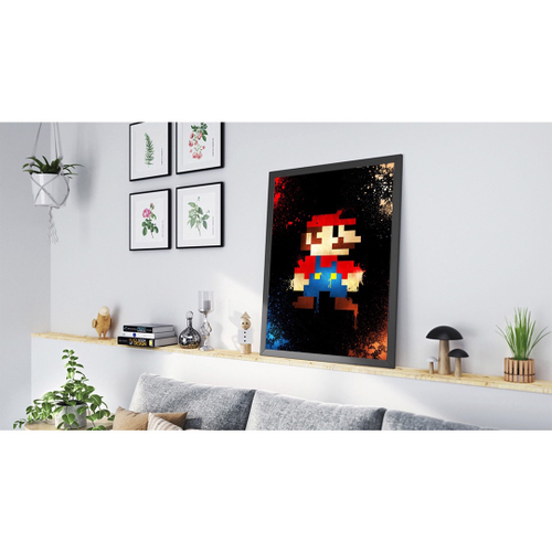 Poster Quadro Moldura Jogo Super Mario World Pixel 32x23 #47