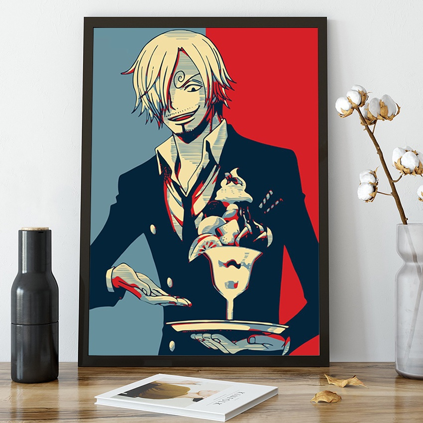 Quadro decorativo Sanji One Piece Desenho Anime Arte para sala quarto