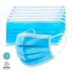 Máscara Descartável Azul Tripla Camada Proteção MeltBlown c/ Elástico na Orelha Registro Anvisa - 50 Unidades (1 cx) Menor preço em Máscara Descartável Azul Tripla Camada Proteção MeltBlown c/ Elástico na Orelha Registro Anvisa - 50 Unidades (1 cx)