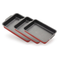 Conjunto de Assadeiras Antiaderente Retangular Alta Com Aba Nº 1 a 3 Vermelho Menor preço em Conjunto de Assadeiras Antiaderente Retangular Alta Com Aba Nº 1 a 3 Vermelho
