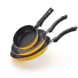 Kit Frigideiras Francesas 18 e 24 e Frigideira Ovo 14 Antiaderente - Amarelo é boa?