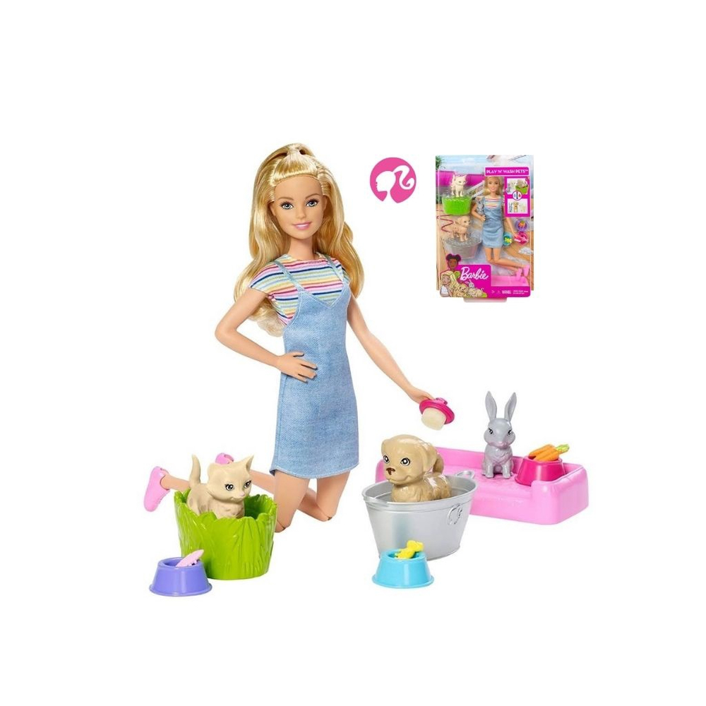 Boneca barbie banho de cachorrinhos com filhotinhos mattel em Promoção na  Americanas