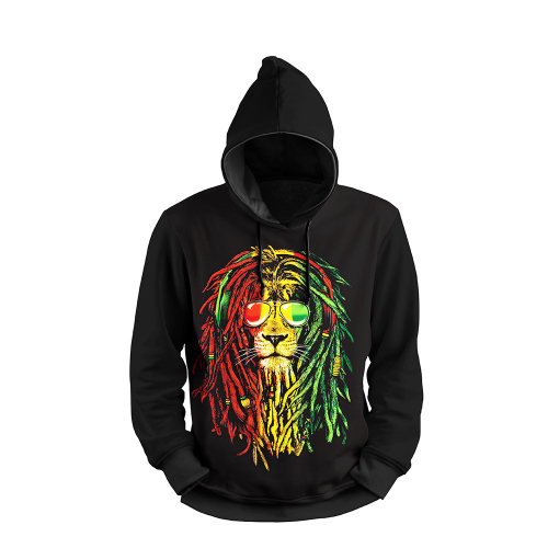 lion printed moletom com capuzs