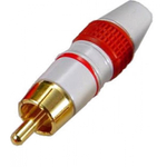 Plug Rca Mxt Esmaltado Ponta Dourada Vermelho