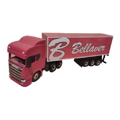 Miniaturas Scania Com Carreta Rosa Brinquedos