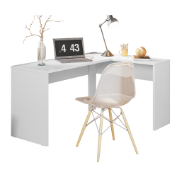 Escrivaninha Mesa p/ Computador em L Branco para Escritório Home Office - Bela Móveis Menor preço em Escrivaninha Mesa p/ Computador em L Branco para Escritório Home Office - Bela Móveis