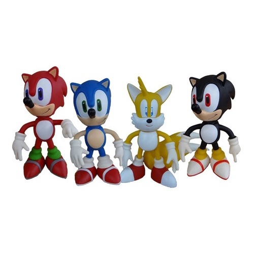 Boneco Sonic Azul Vermelho Preto Rosa Amarelo Knucles Shadow