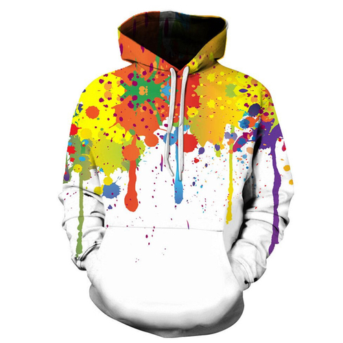 white moletom com capuz with paint splatter