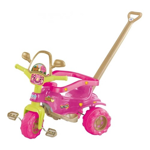 Triciclo Motoca Infantil Tico Tico Dino Rosa Menina Magic em