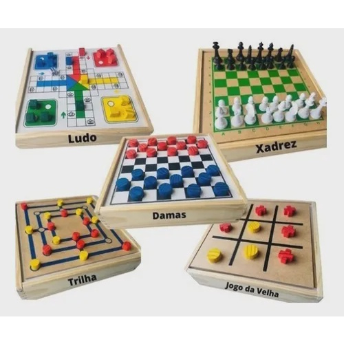 Jogos de Mesa 5x1 Xadrez, Dama, Ludo, Trilha, Jogo da Velha Educativos Jogos  Classicos Zaramela Brinquedos em Promoção na Americanas