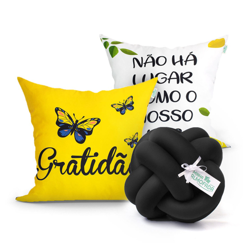 Almofada Nó Amarela Escandinava Para Quarto / Sala Decorativa