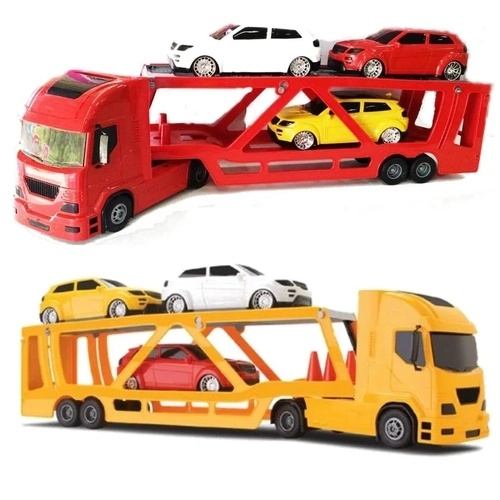 Carreta Cegonha Brinquedo Infantil Com Carros e Cone Silmar