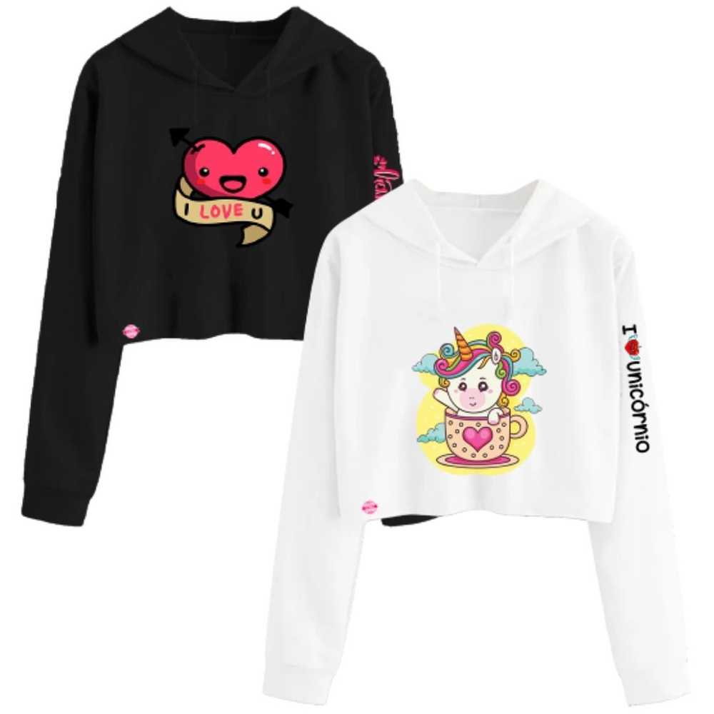 custom crop top moletom com capuz