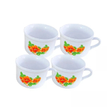 Kit 4 Xicaras Branca Porcelana Cha Cafe 100ml Flor Cz064