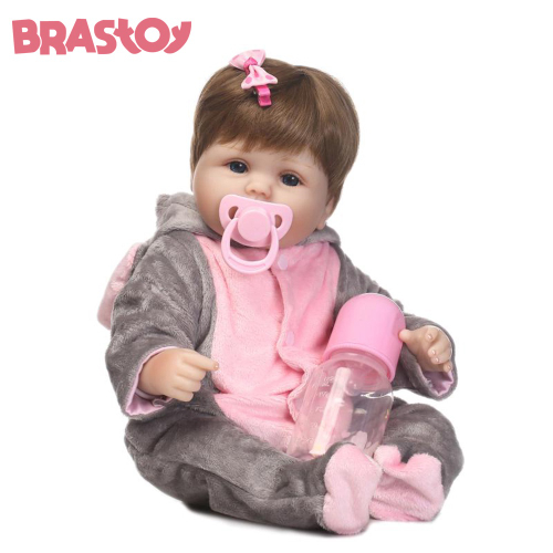 Brastoy Bebê Reborn Boneca Silicone Menino Olhos Castanho 48cm :  : Brinquedos e Jogos