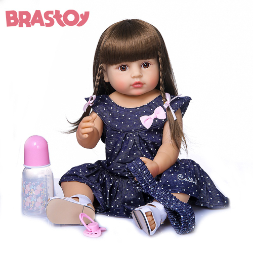 Brastoy Bebê Reborn Boneca Pintada Silicone Realistic Menina Cabelo Dourado  Original 55cm