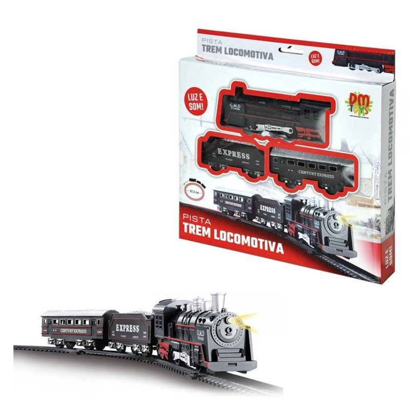 Ferrorama Trem A Pilhas Máquina Locomotiva Pista Som E Luz