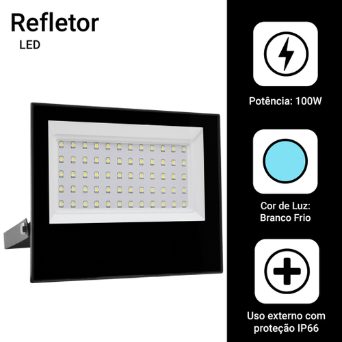 Kit Refletor Led Smd W Holofote Bivolt Ip Frio Em Promo O