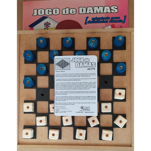 Jogo de Damas MDF 24 Peças Plásticas Carlu Brinquedos 30x30cm