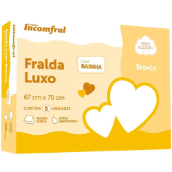 Fralda de pano p/ bebê luxo branca com bainha 5-UNIDADES algodão incomfral reutilizável E ecológica é boa?