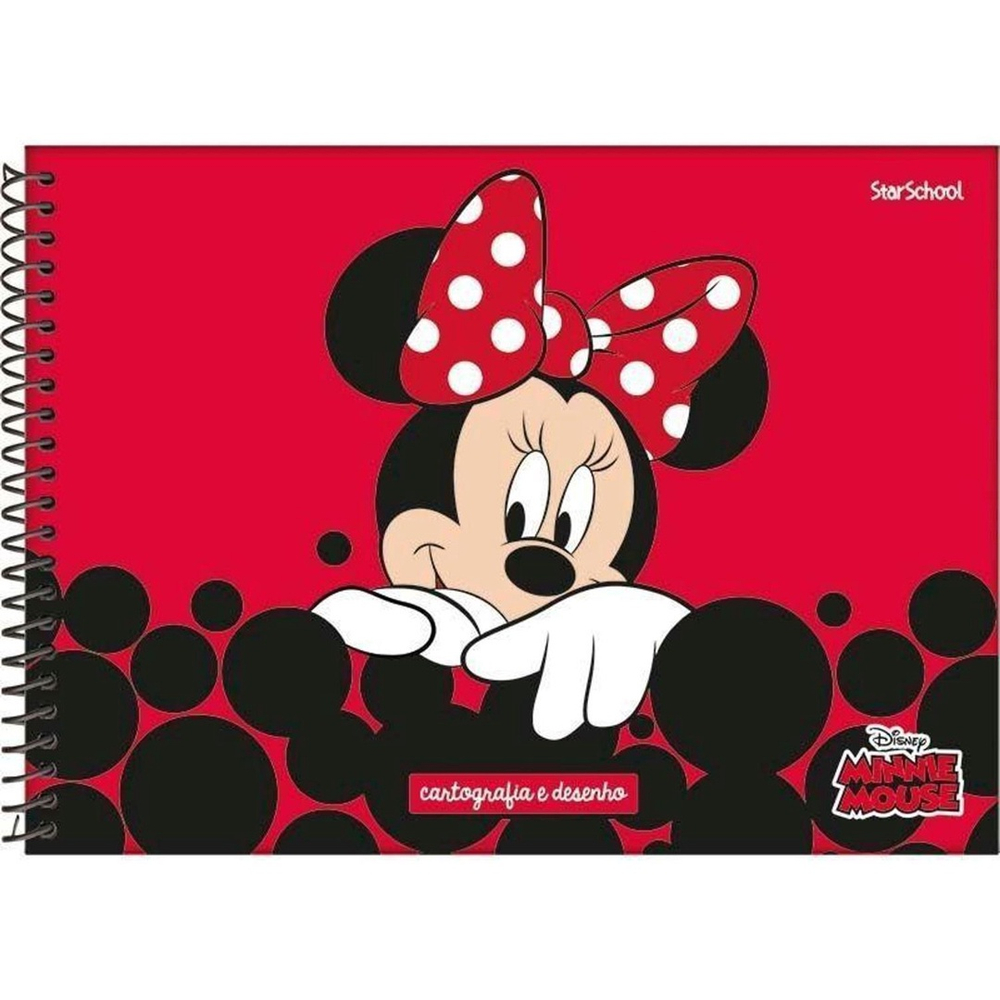 Caderno cartografia e desenho capa dura 48 folhas Disney Minnie