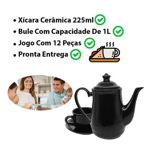 JOGO DE CHA EM CERAMICA COM BULE 1.2L-WHITE 12PCS UD693 - Leleka