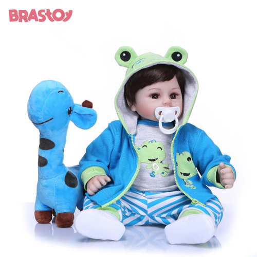 Brastoy Bebê Reborn Boneca Silicone Menino Olhos Castanhos 48cm em Promoção  na Americanas