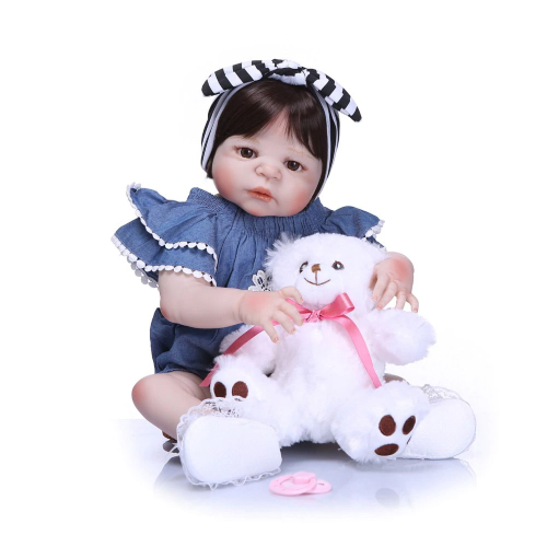 Boneca Bebê Reborn Menina Toda Silicone Pode Dar Banho 55 Cm em Promoção na  Americanas