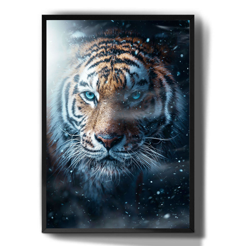 Quadro decorativo abstrato tigre selvagem 90x70 decoração para casa sala  quarto