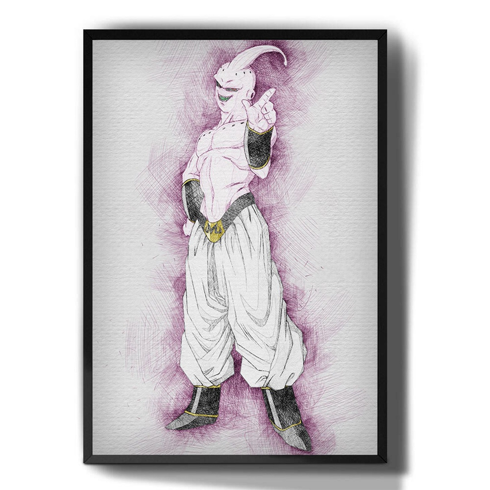 Quadro Grande Decorativo 60x40 Desenho Majin Boo Dragon Ball Arte