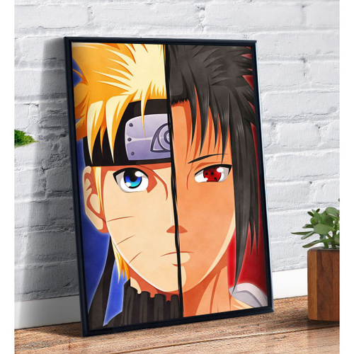 Quadro decorativo Desenho Naruto e Sasuke Anime Arte para sala