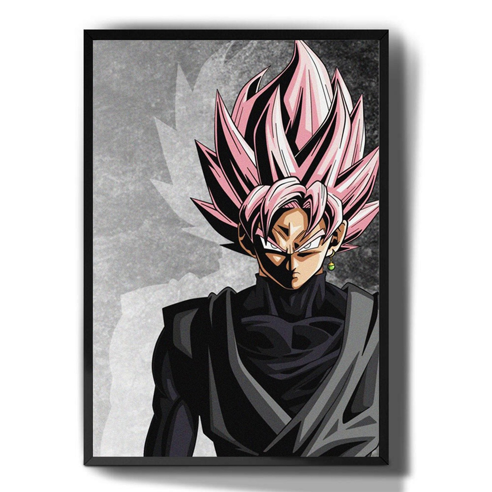 Quadro decorativo A4 Goku preto e branco desenho no Shoptime