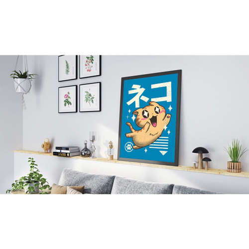 Quadro decorativo Gato Kawaii desenho Fofo Japones para sala quarto no  Shoptime