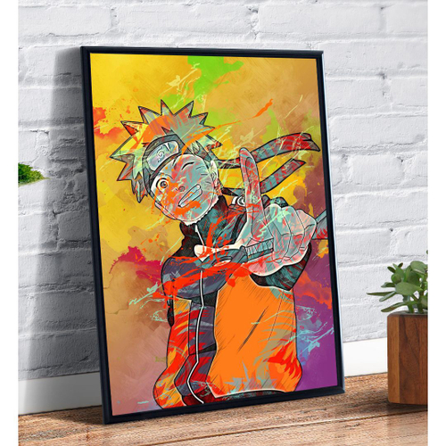 Quadro decorativo emoldurado Naruto Uzumaki Anime Desenho Arte para quarto  sala