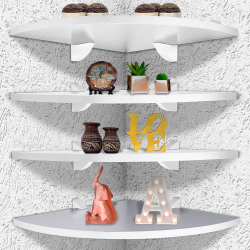 Kit 04 Prateleiras de Parece de Canto Quinte Sala Quarto Cozinha em mdf 35cm x 35cm Branco Menor preço em Kit 04 Prateleiras de Parece de Canto Quinte Sala Quarto Cozinha em mdf 35cm x 35cm Branco