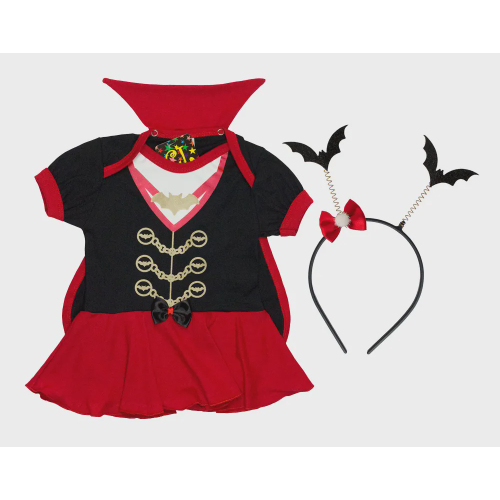 Fantasia Infantil - Conjunto Vampira C/ Morcego Pop - Tamanho P (3 a 5  anos) - 10312 - Sulamericana - Kits e Gifts